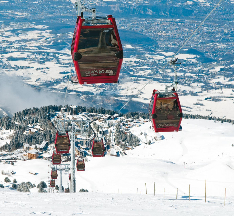 Chamrousse gondola above grenoble winter ski resort mountain isere french alps france