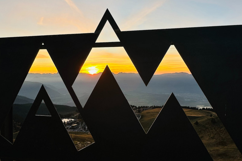 Chamrousse landscape sunset sign logo mountain resort Grenoble isere french alps france