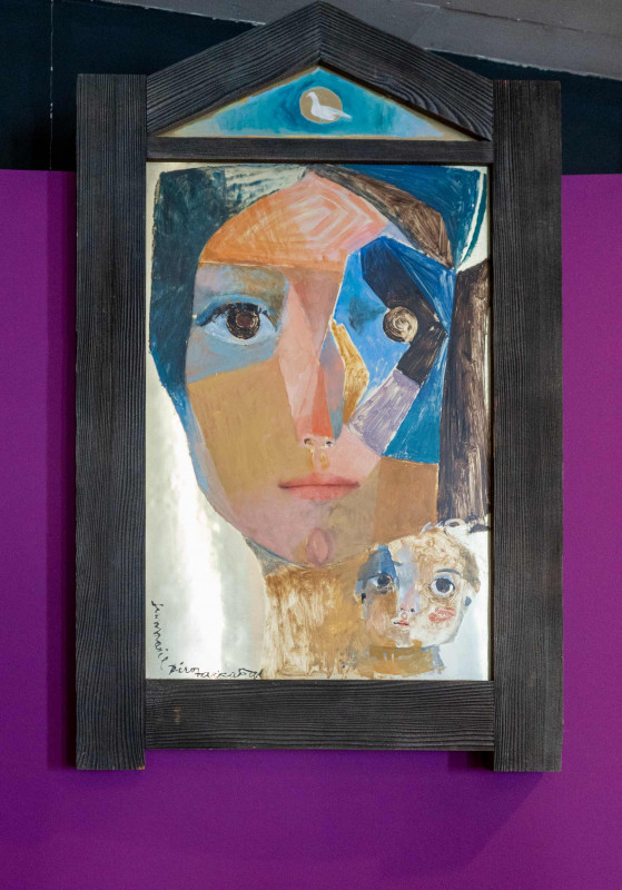 Tableau peintre Arcabas Madone et enfant église Saint-Esprit Chamrousse