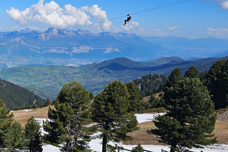 Chamrousse giant zip line adrenaline park spring may june belledonne mountain resort grenoble isere french alps france
