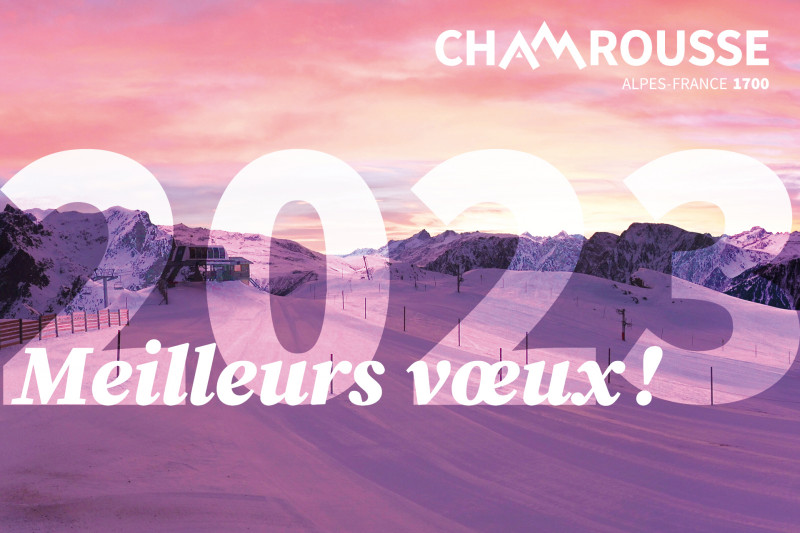 Chamrousse happy new year 2023 winter mountain ski resort grenoble isere french alps france