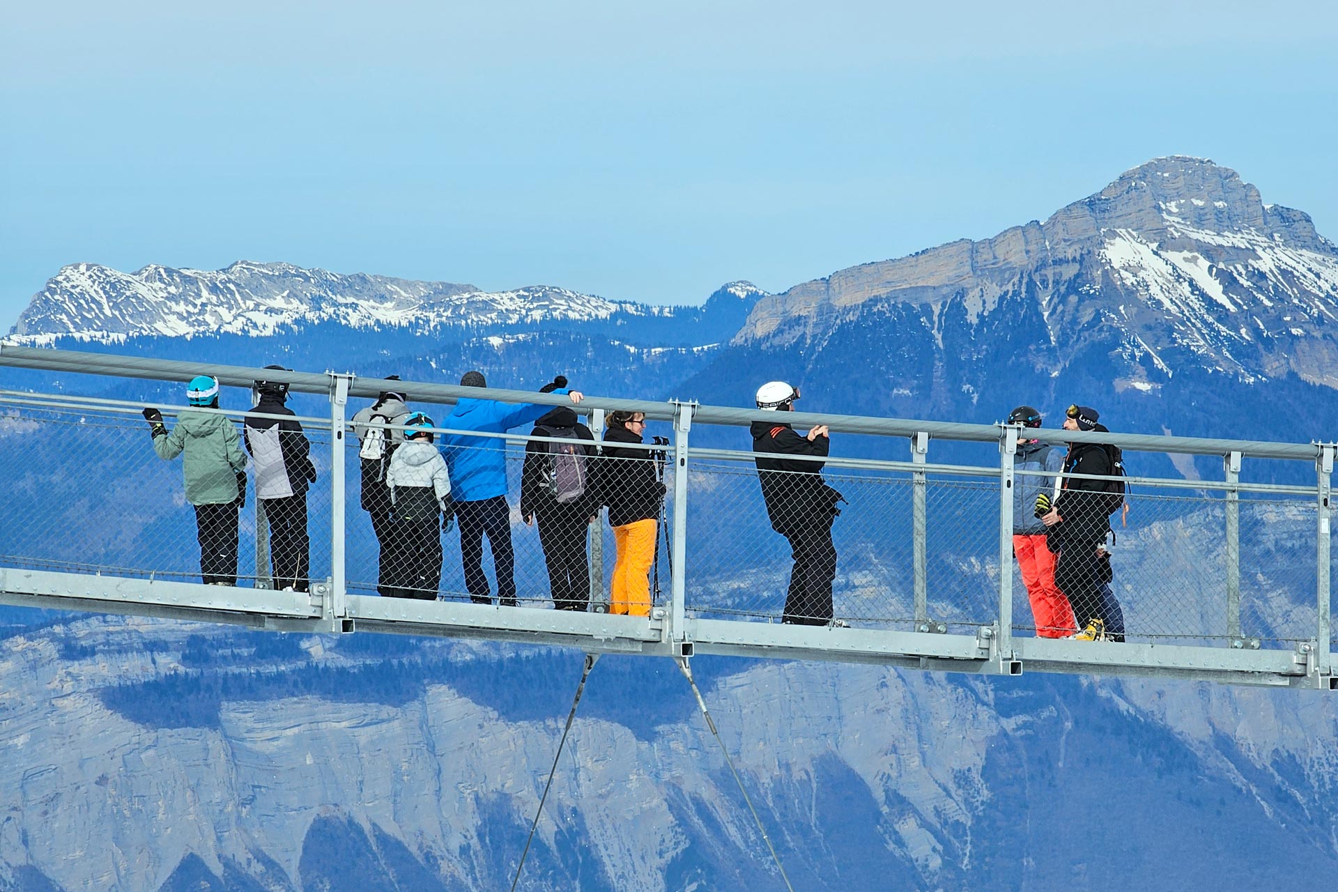 Chamrousse himalayan footbridge suspension bridge panoramic park summit winter ski resort mountain grenoble isere french alps france - © SD - OT Chamrousse