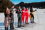 Chamrousse ESF cross-country skiing lesson with TV game Koh-Lanta heros