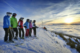 Skifahren bei Sonnenuntergang Chamrousse