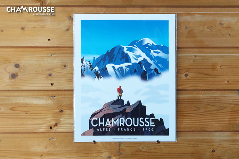 Chamrousse affiche randonnée été sommet neige boutique souvenir cadeau décoration chalet montagne station ski grenoble isère alpes france