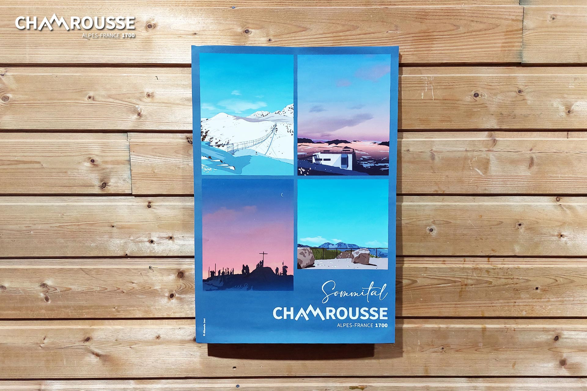 Chamrousse summit resort poster Panoramic Park summit himalayan footbridge rooftop cross belvedere boutique souvenir gift ski resort mountain grenoble isere french alps france