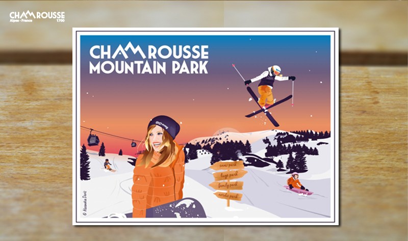 Chamrousse objet déco souvenir cadeau boutique affiche coucher soleil nocturne station ski isère alpes france