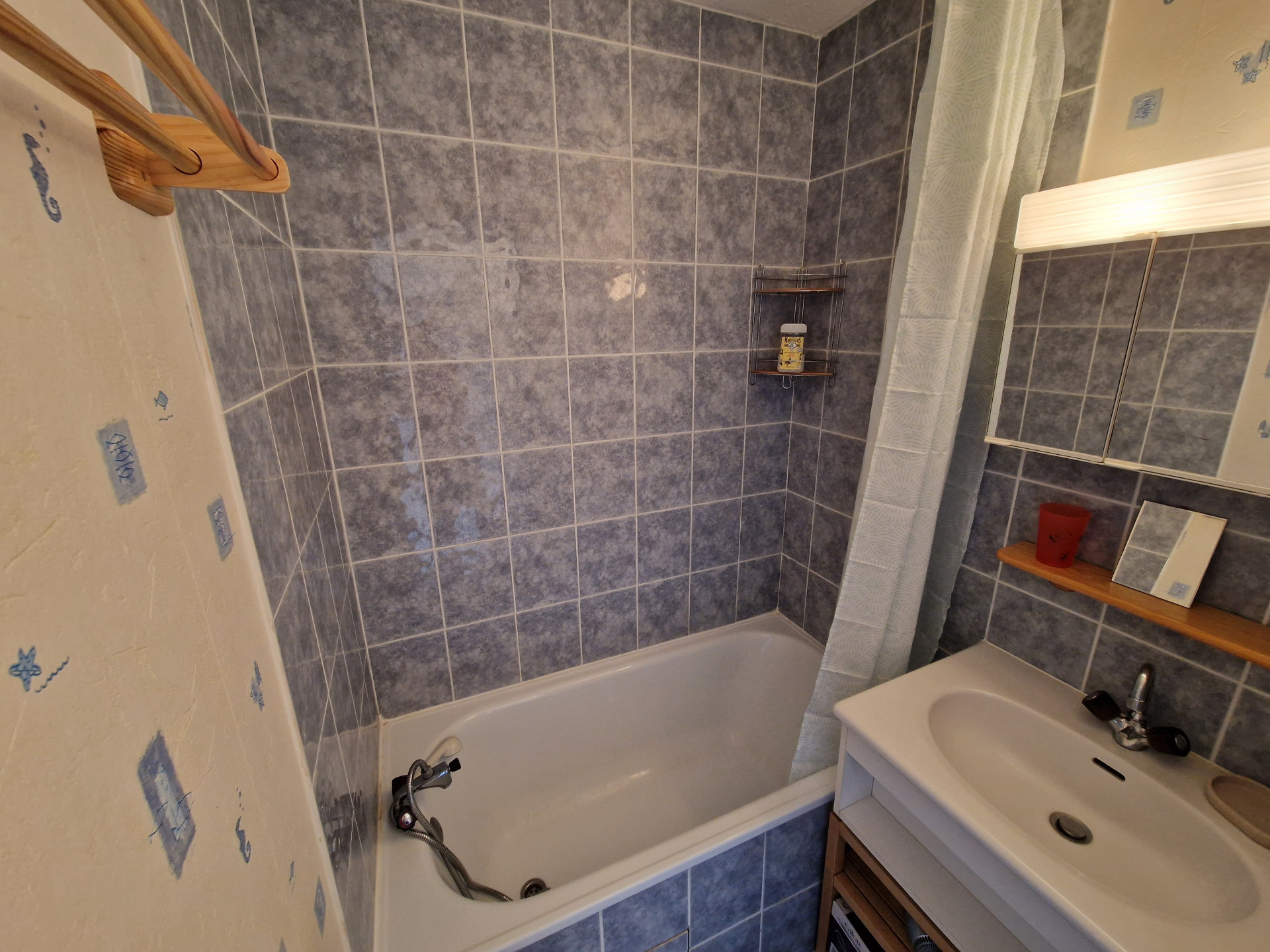 Intérieur salle de bain ST cabine 4 Marmottes 26 Chamrousse - © DR Chamrousse réservation location studio cabine 4 personnes 25m² marmottes station ski montagne grenoble isère alpes France