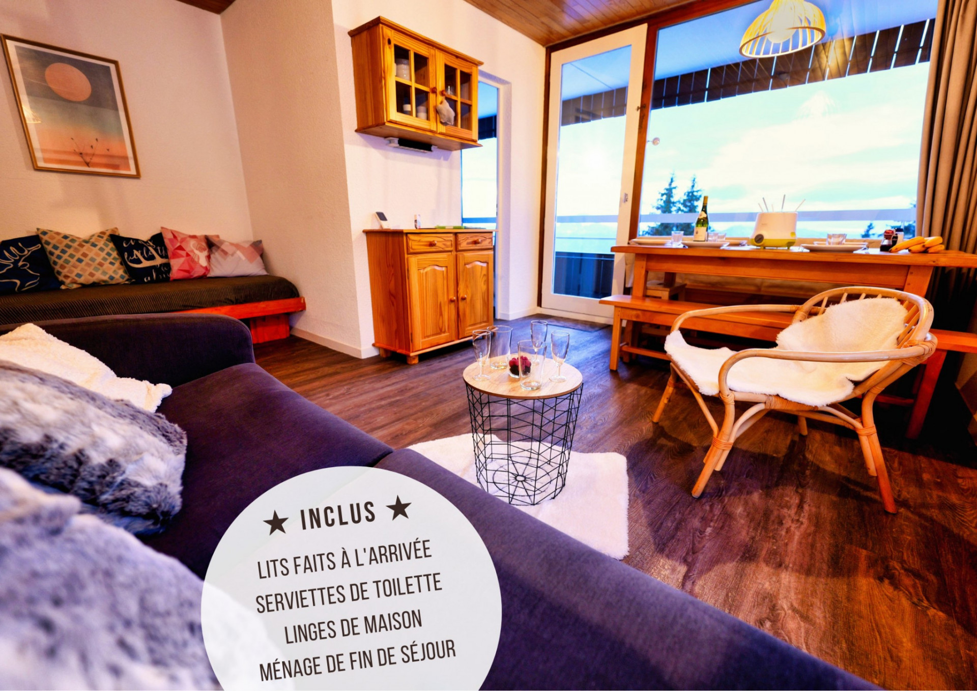 Intérieur salon séjour couv hiver 2P5 Carline 201 Chamrousse