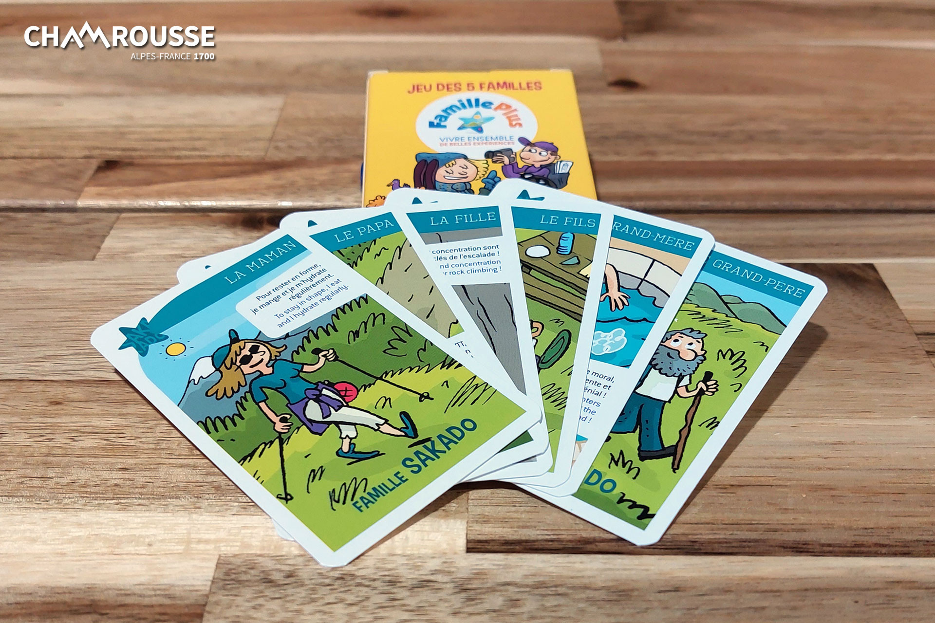 Chamrousse card game label family label 5 familles shop souvenir gift ski resort mountain grenoble isere french alps france