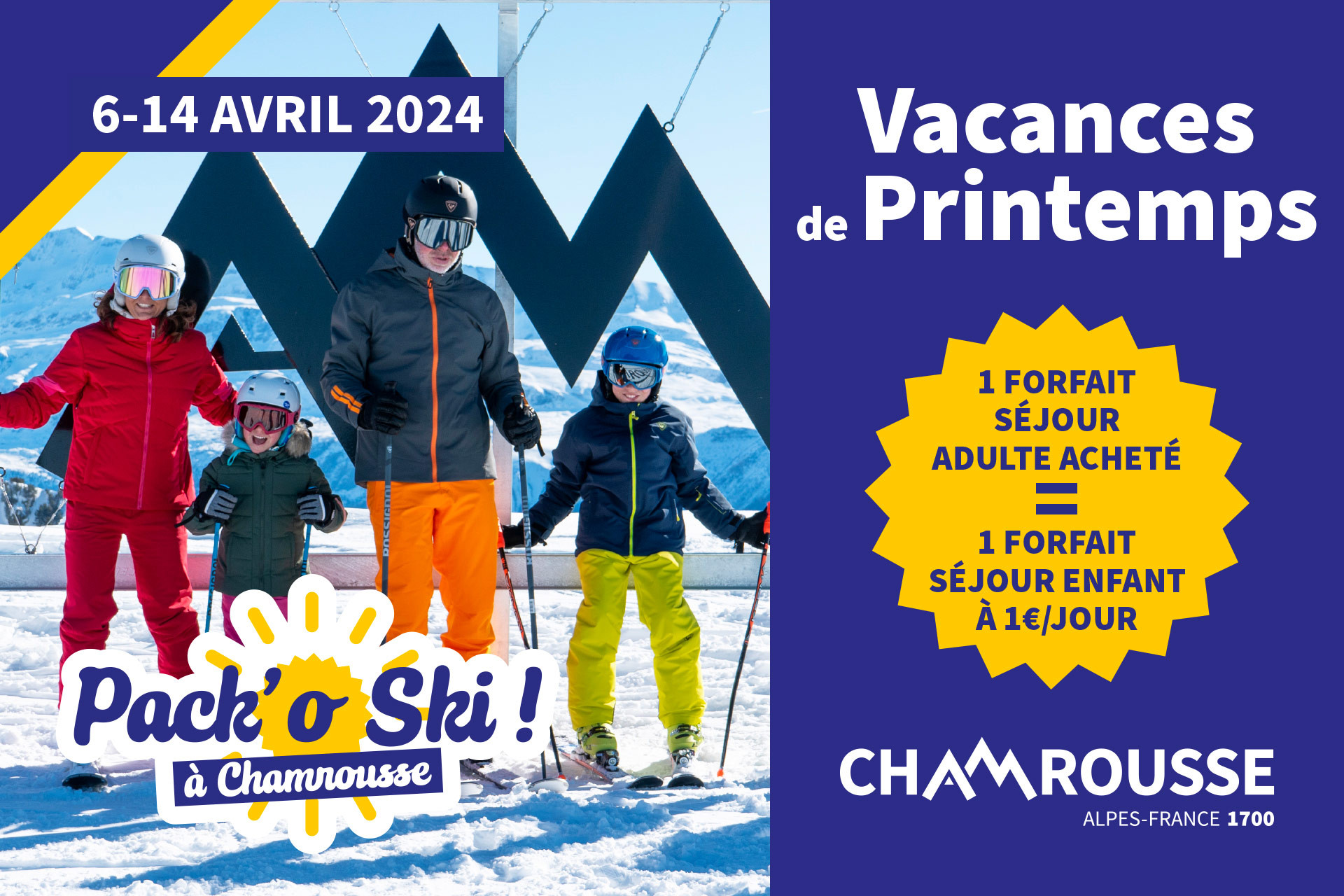 Chamrousse pack'o ski vacances printemps famille station montagne grenoble isère alpes france