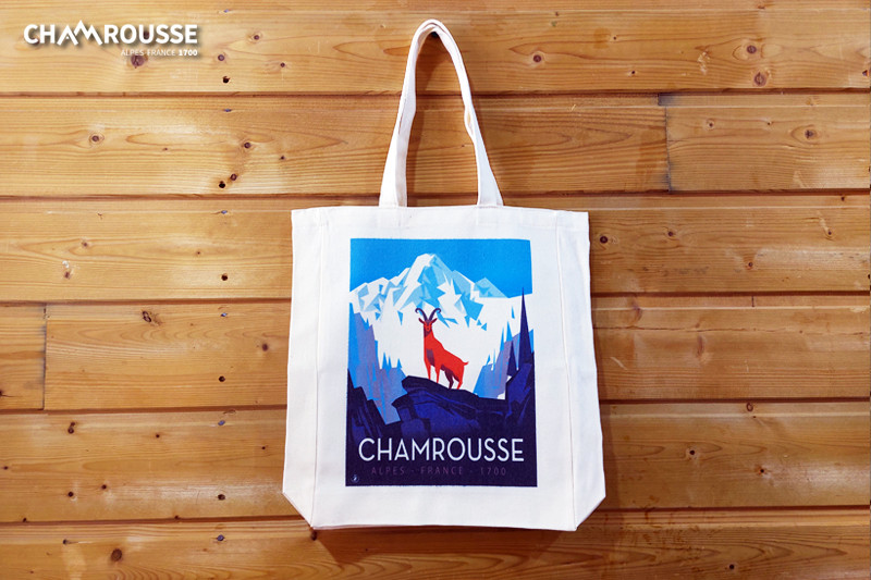 Chamrousse sac tissu tote bag chamois montagne boutique souvenir cadeau station ski grenoble isère alpes france