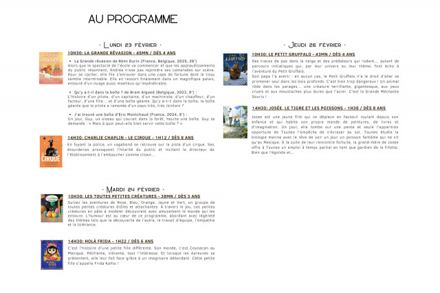 Program Ciné junior cinema Chamrousse