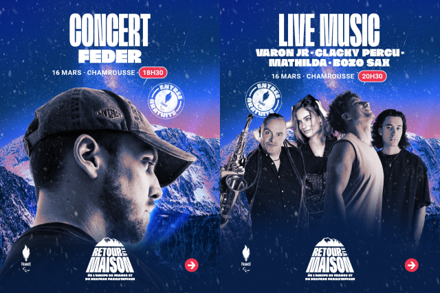 DJ set event Homecoming for the French Team and the Paralympic flag in Chamrousse