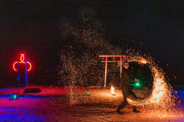 Spectacle feu et lumière Chalet du Père Noël Chamrousse