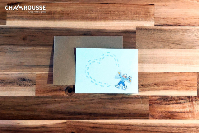 Chamrousse carte postale coeur et ange neige c-bloblo citation mantra station ski montagne grenoble isère alpes france