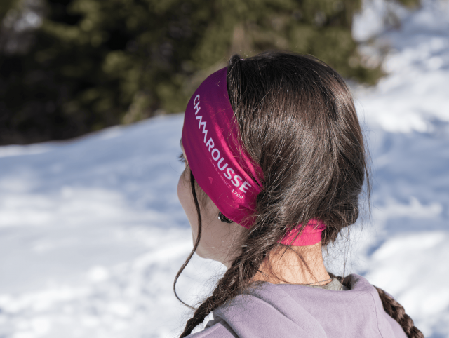 Bandeau sport ski de fond rose cadeau-souvenir Chamrousse