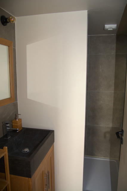 Intérieur salle de bain douche chalet cocooning Chamrousse Intérieur salle de bain douche chalet cocooning Chamrousse