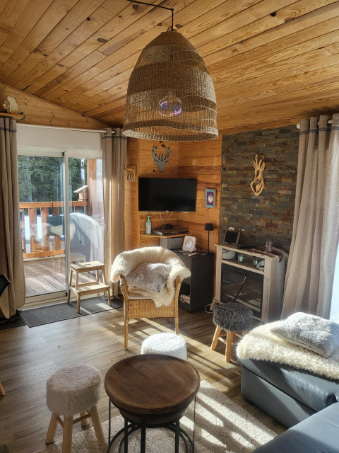 Intérieur salon séjour 3P6 Chalet des Cimes 37 B Chamrousse