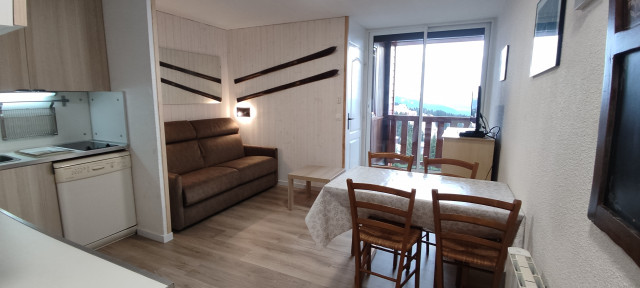 Intérieur salon séjour studio Edelweiss 602 Chamrousse