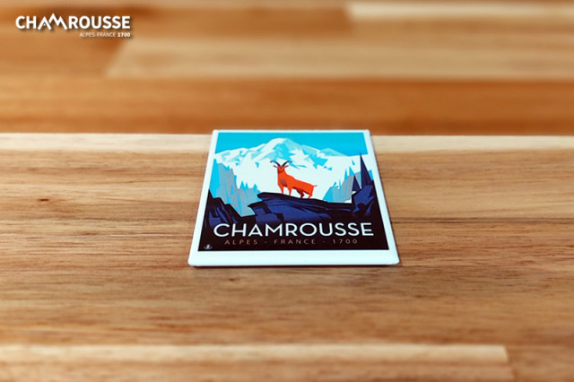 Chamrousse mountain chamois fridge magnet souvenir gift shop ski resort mountain grenoble isere french alps france