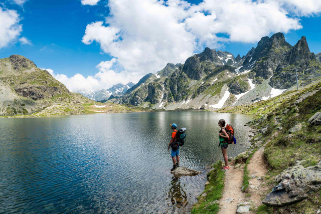 Chamrousse summer lake hike couple mountain resort grenoble isere french alps france