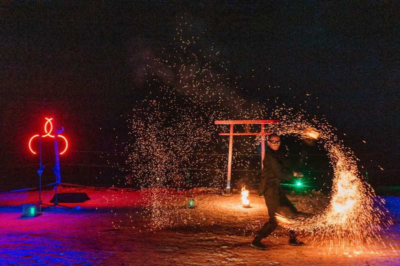 Chamrousse Santa's Chalet Fire and light show