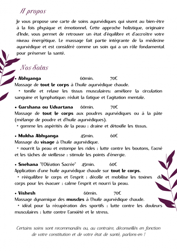 Sakti - Massage ayuverdique flyer verso
