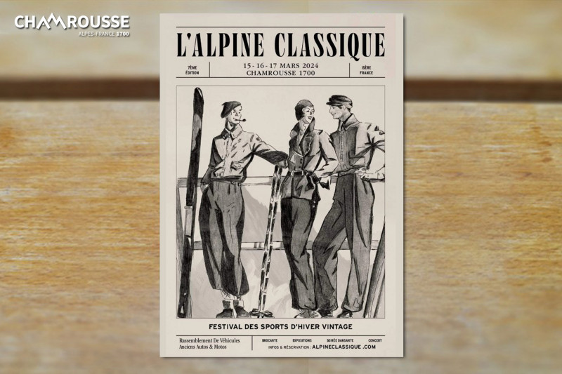 Affiche Alpine Classique événement vintage 2024 Chamrousse