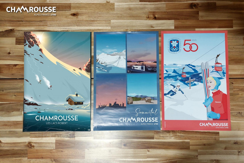 Chamrousse affiche paysage hiver station ski montagne grenoble isère alpes france