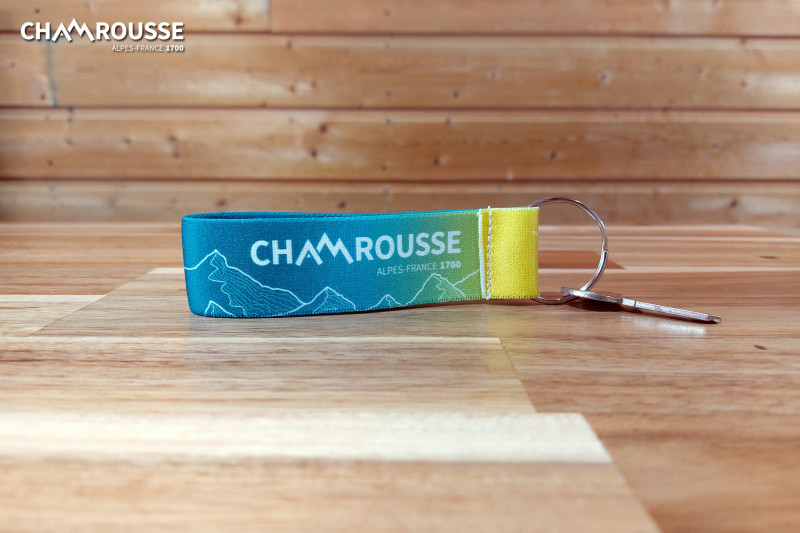 Chamrousse lanyard élastique bleu-vert boutique souvenir cadeau station montagne grenoble isère alpes france